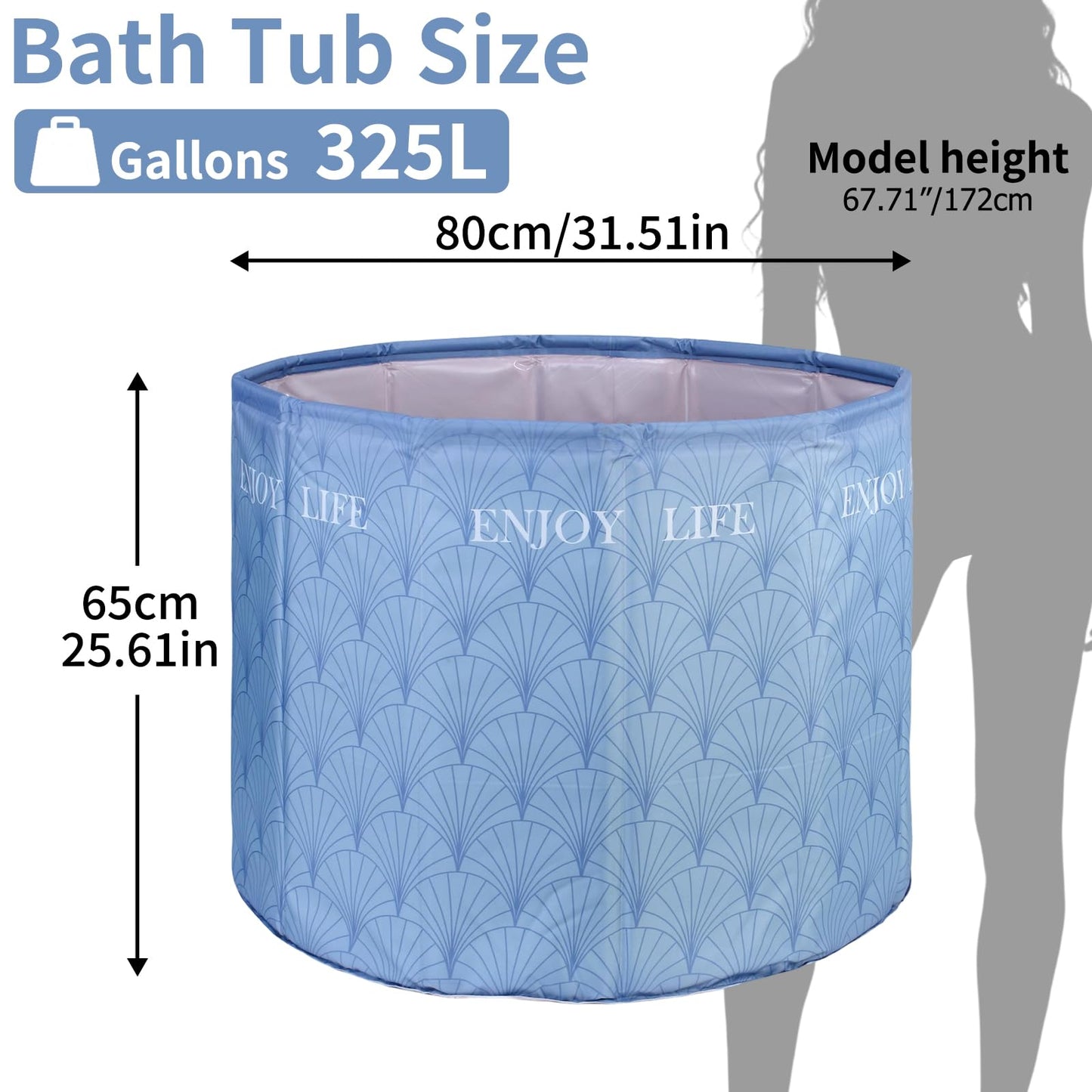 GENDLTHIJ Foldable Bath Tub for Adults, Large Foldable Hot Ice Plunge Tub for Recovery, Collapsible Hot Cold PlungeTub Suitable for Home Outdoors Gyms (Insulation)