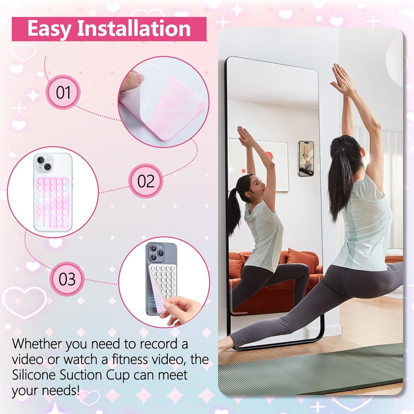 BestStone Silicone Suction Cup Phone Case Mount, Silicone Sticky Phone Grip Compatible with iPhone and Android Cases