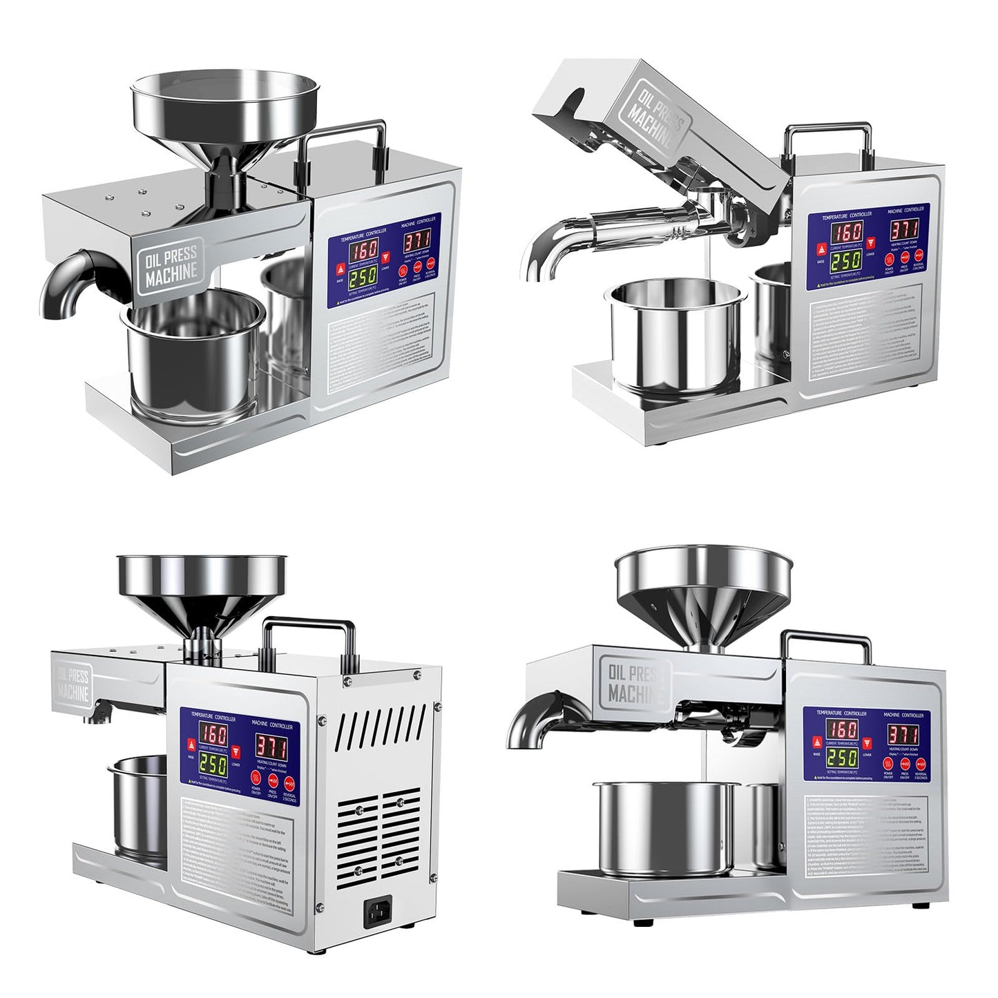 DITOSH Oil Press Machine Oil Extractor Commercial Automatic Stainless Steel Cold Press Oil Machine Electric Seed Oil Maker Silver Oil Pressure Machine for Home Use 820 W 110 V US Plug