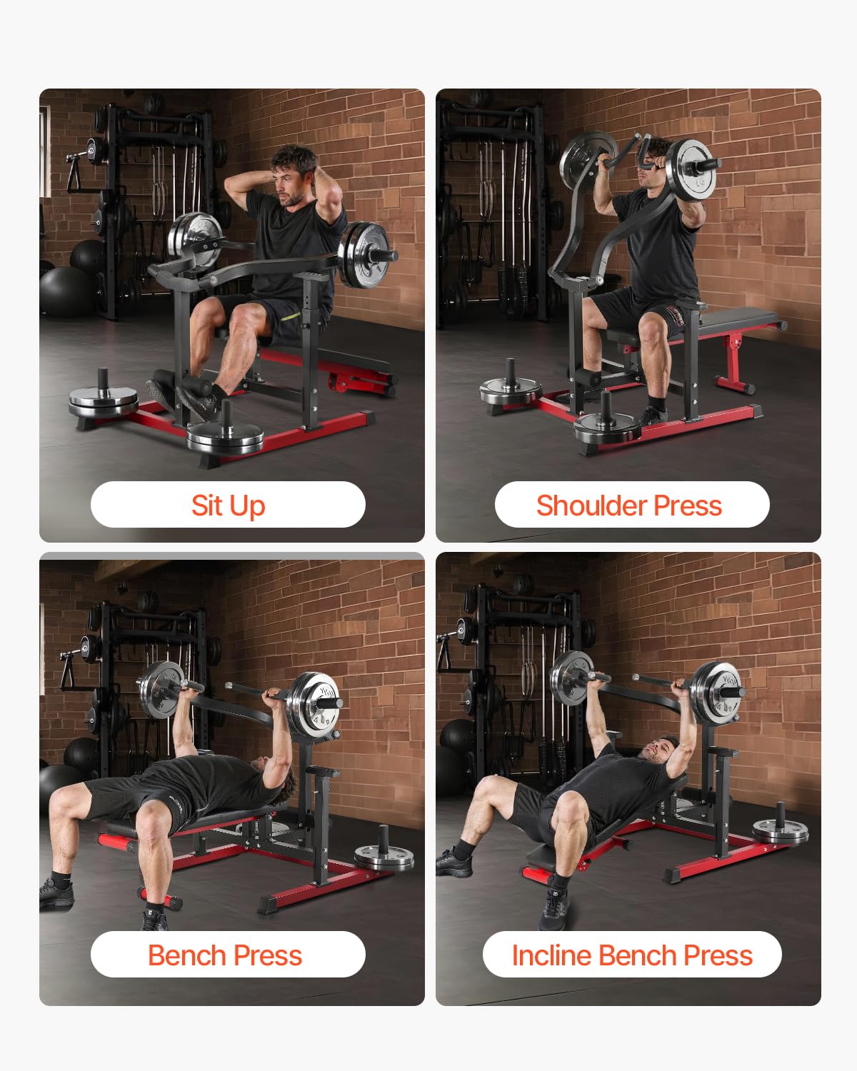 VEVOR Chest Press Machine, 450 LBS Bench Press Set, Adjustable Flat Incline Bench with Independent Converging Arms, Upper Chest Equipment, Fitness Home Gym Equipment for Chest, AB Workouts, Shoulder