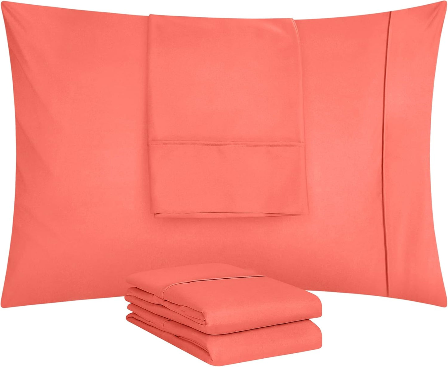 Utopia Bedding King Pillow Cases - Soft Brushed Microfiber - 4 Pack | Fade Resistant 20 X 40 Inches (Coral)