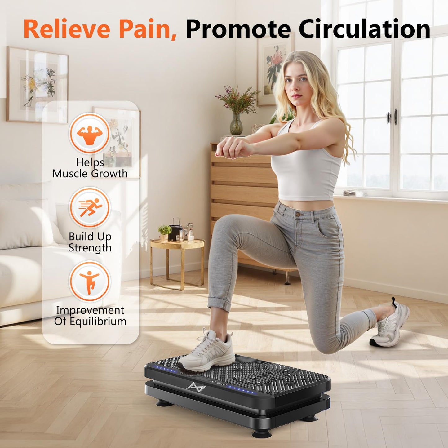 AXV Vibration Plate Fitness Platform Exercise Machine Vibrating Lymphatic Drainage Shaking Full Body Shaker Workout Vibrate Stand Shake Board Sport Gym for Weight Loss Fat Burner for Women Men