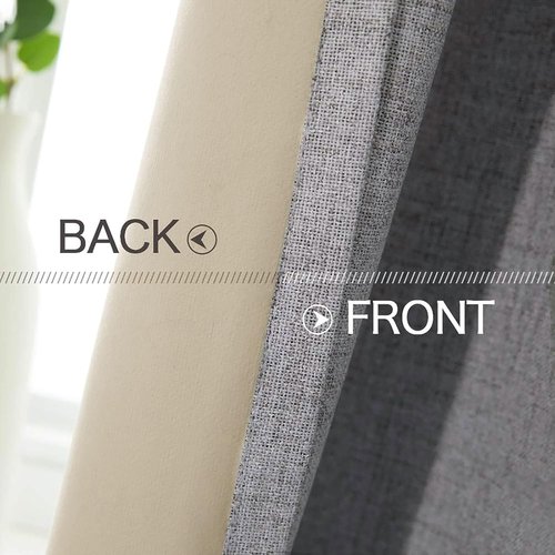 MIULEE Blackout Curtains - 100% Thermal Insulated Grey Linen Texture Drapes | 52x120 Inch (2 Panels)