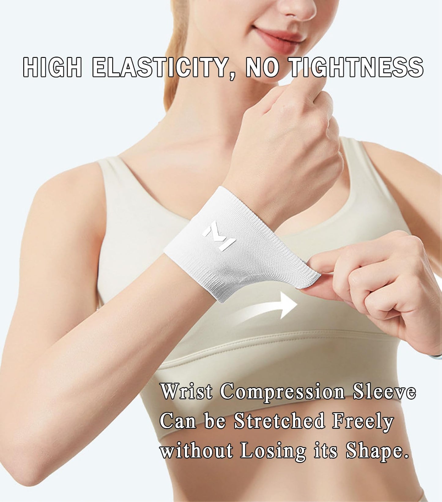 FVVWVV 2 Pairs Wrist Compression Sleeve, Black White Elastic Wristbands, Soft Wrist Support Brace for Tendonitis, Arthritis, Sprains Pain Relief, Great for Fitness, Sports, Daily Use