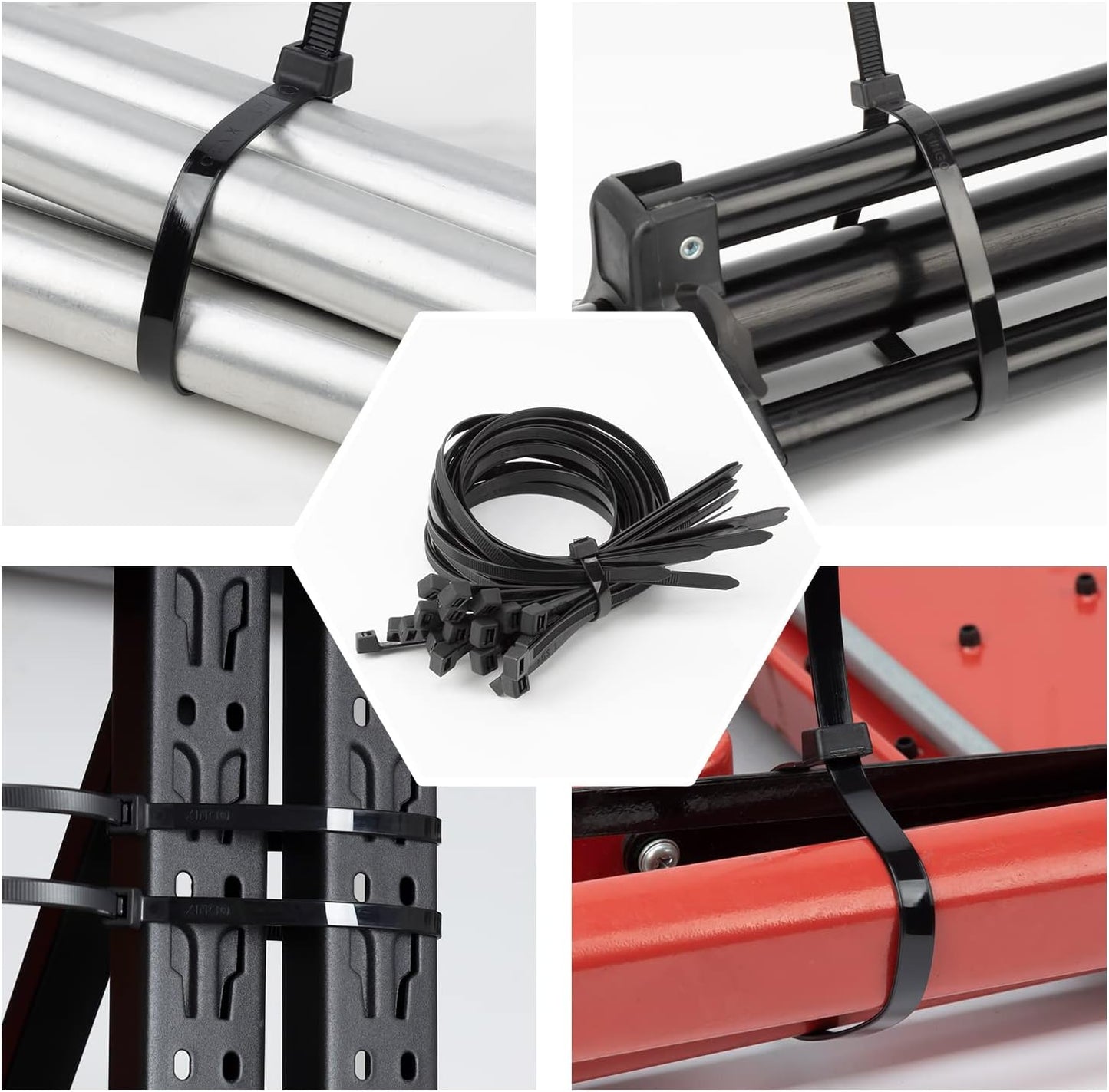 24 inch 100 200LBS XINGO Black Long Zip Ties Heavy Duty PCS, Ultra Strong Plastic Wire Ties, Large Cable Ties Extra