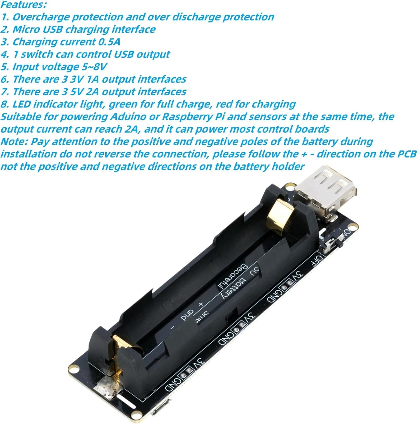 MTDELE 1Pcs V3 1 3V/1A 5V/2A 18650 Battery Holder Shield Holder Development Board USB Battery Charging Module