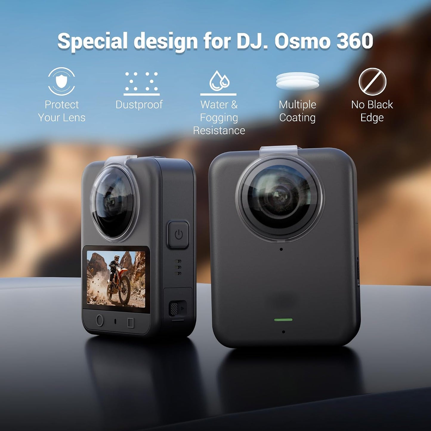 2 Packs 360 95%+ JJC Lens Protector Dual Lens Guards for DJI Osmo Accessories Only, Protect Front & Rear Lens, Light