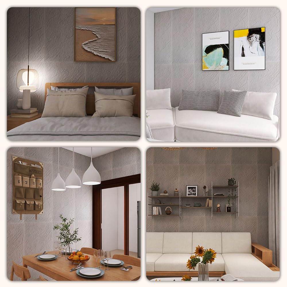 3D Wall Panels Faux Stone Wall Panel for Exterior/Interior Wall, MCM Walls Natural 4PCS 47.2"x23.6" / 30.94 sq ft (Rock Stone Gray)