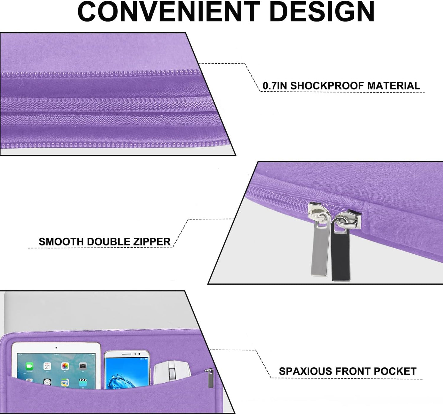 ampoock 14 inch 14" Laptop Sleeve, Shockproof Protective Laptop Cover Briefcase Carrying Computer Bag with Accessory