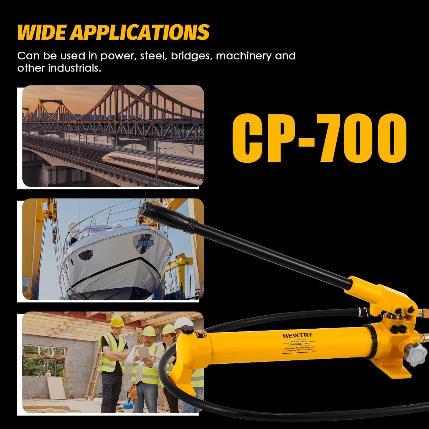 NEWTRY 30 ton Hydraulic Ram Jack + CP-700 Hydraulic Hand Pump Low Profile Porta Power Kit Single Section Mini Jack 0.55’’ Stroke Industrial Hydraulic Cylinder
