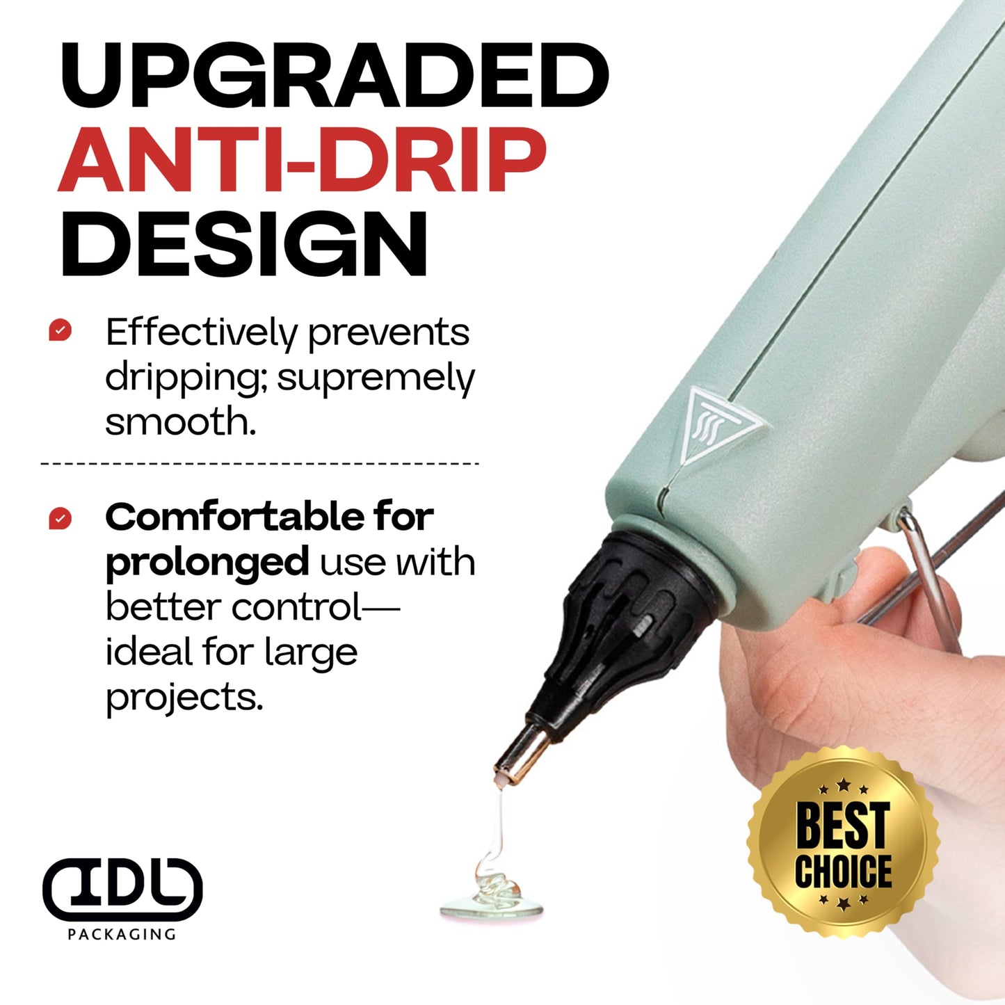 IDL Packaging GG-300 Industrial 300W Full Size Hot Glue Gun for 1/2" Glue Sticks - Super Fast Heating - Heavy-Duty Large Electric Glue Gun for Construction, Carpentry, DIY, or Repairs