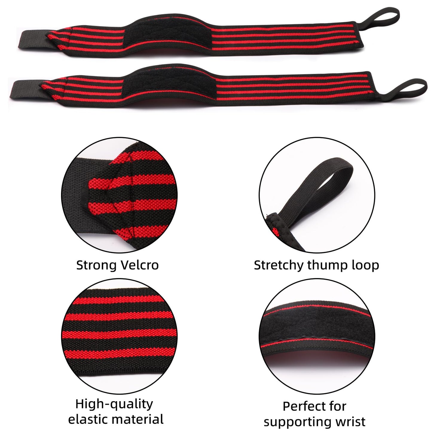 Bneykrir Wrist Support Straps & Lifting Straps, Ultra-Elastic Adjustable Design, Universal Wrist Support Gear for Bench Press, Deadlift, Powerlifting and Gym Training