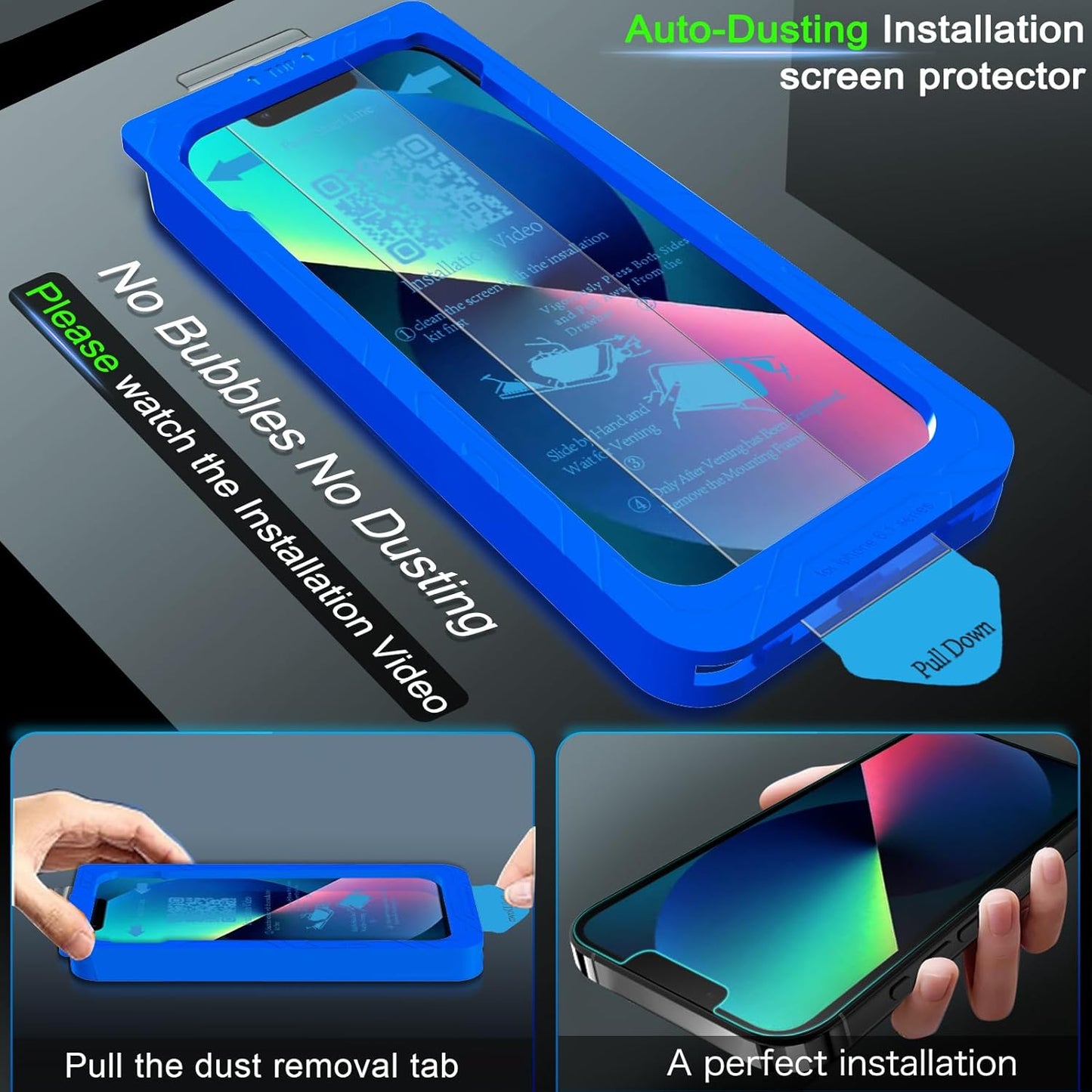 3 Pack 13 [6.1 INCH] 3 IMBZBK [Auto-Dust Removal] Screen Protector for iPhone Accessories, Case Friendly Film, Military