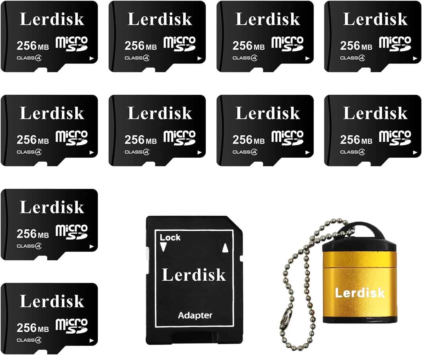 Lerdisk 256MB (0.25GB) Pack 10 MP3/Old Factory Wholesale Micro SD Card of in Bulk Low Capacity for Phones/Small Files