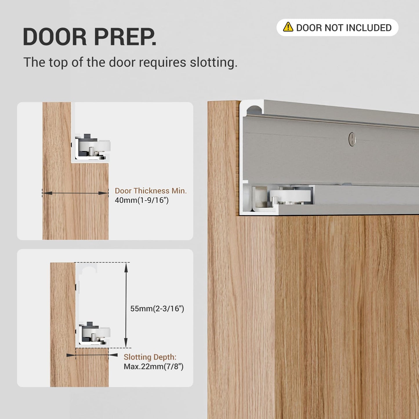 BINOTE 32” Concealed Sliding Barn Door Hardware with Soft Close Mechanism, Trackless Sliding Door Kit, Aluminum Hidden Track for Interior (Door is Not Included)