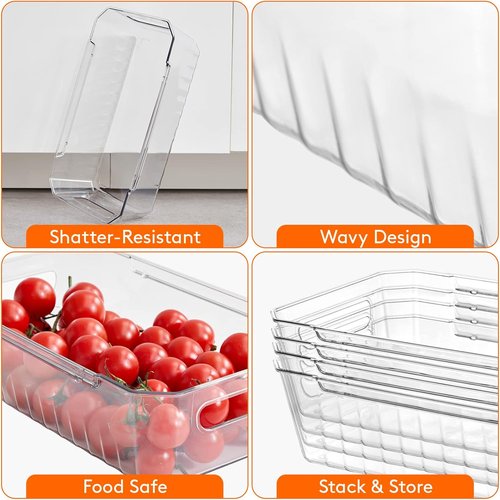 Lifewit Refrigerator Organizer Bins - 8-Piece Clear Storage Set for Kitchen & Pantry | BPA-Free Safety Design
