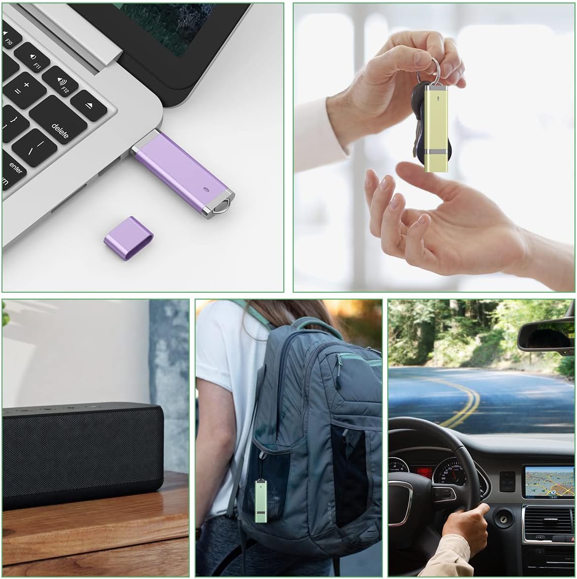 Aiibe 2GB 2G 5 Pack 2.0 2GB (5 USB Flash Drive USB Memory Stick Thumb Drives Mixed Colors: Blue Green Yellow Pink