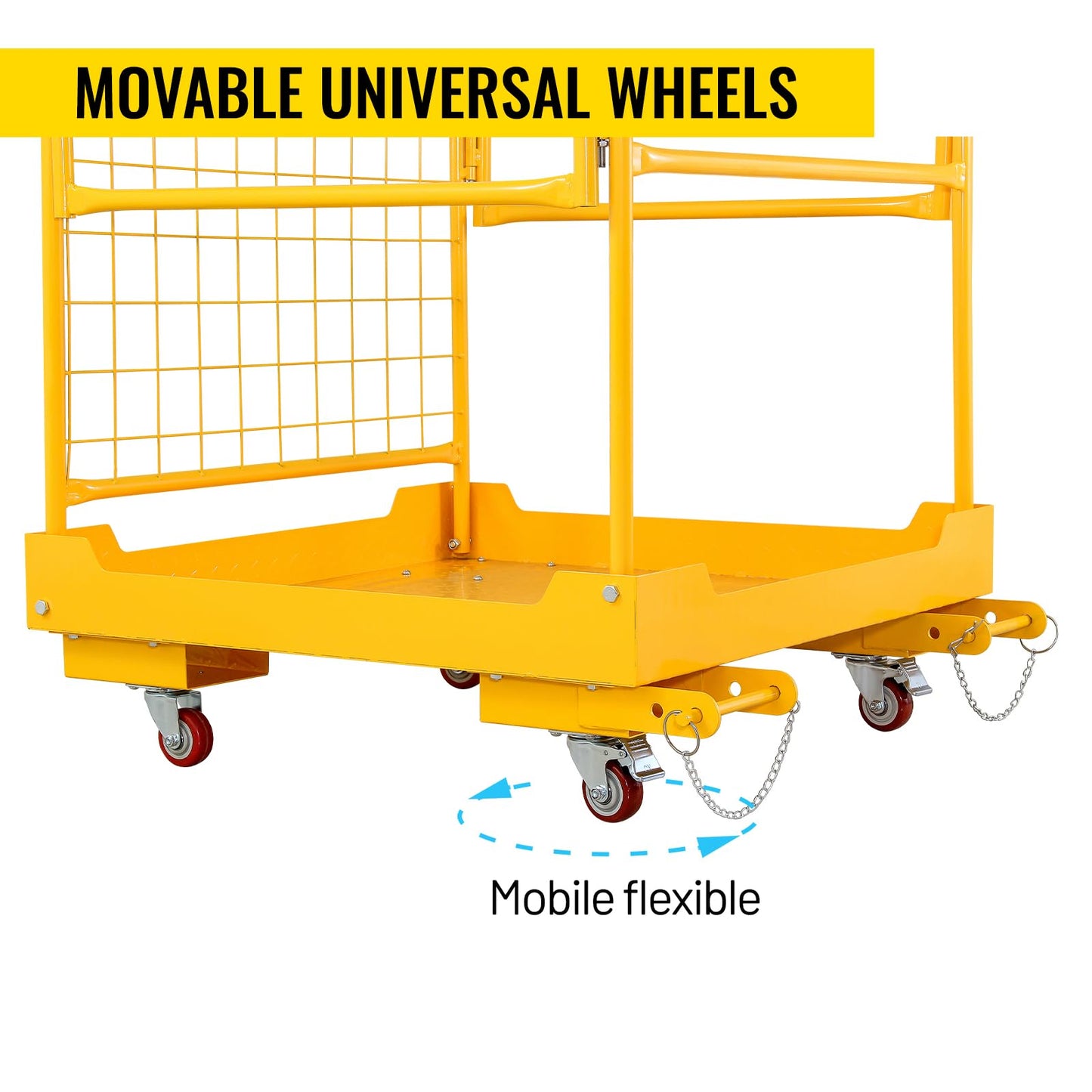 Migoda Forklift Safety Cage 36 x 36 inches, 1200 lbs Capacity Man Basket, Folding Work Platform with 4 Wheels, Collapsible Cage Lift Basket for Aerial Jobs
