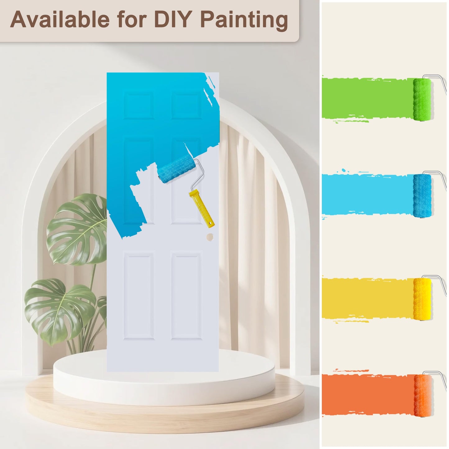 JUBEST 30"x80" Left-Hand Prehung Interior Door with Knock Down Jamb Kit & Matte Black Hinges, 6-Panel White Primed Hollow Core Molded Door Slab with Bore & Hinge Cutout, Durable & Sturdy, No Handle