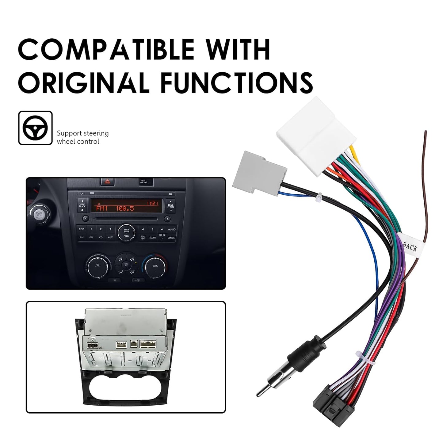 20072013, 16-Pin Car Stereo Wiring Harness for Nissan Altima, Rogue, Murano, Qashqai, Sentra Plug & Play Cable