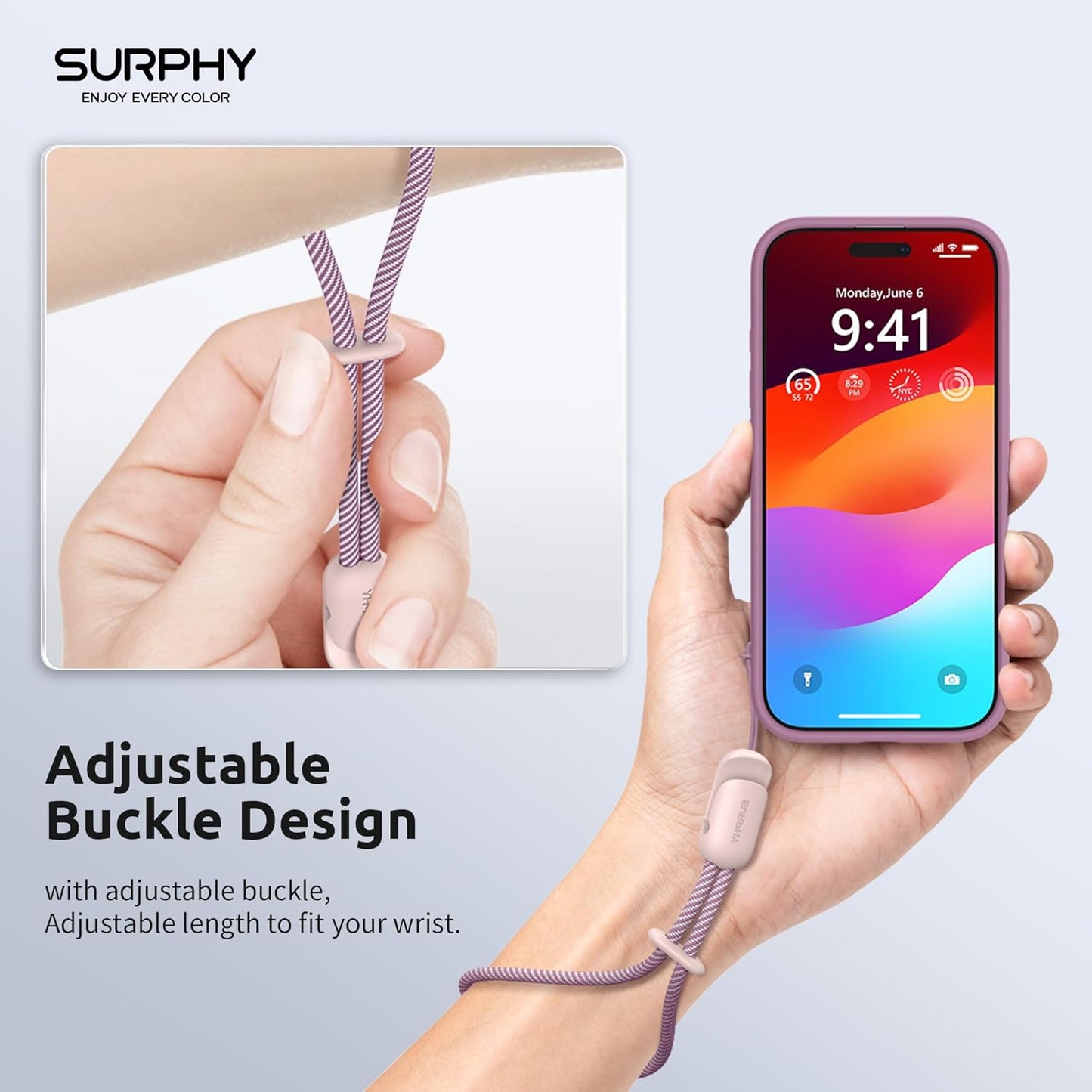 2 Pack 2-Color SURPHY Phone Lanyard for Cellphone Case, Phone Wrist Strap for Case, Cellphone Strap with Braided, Charm