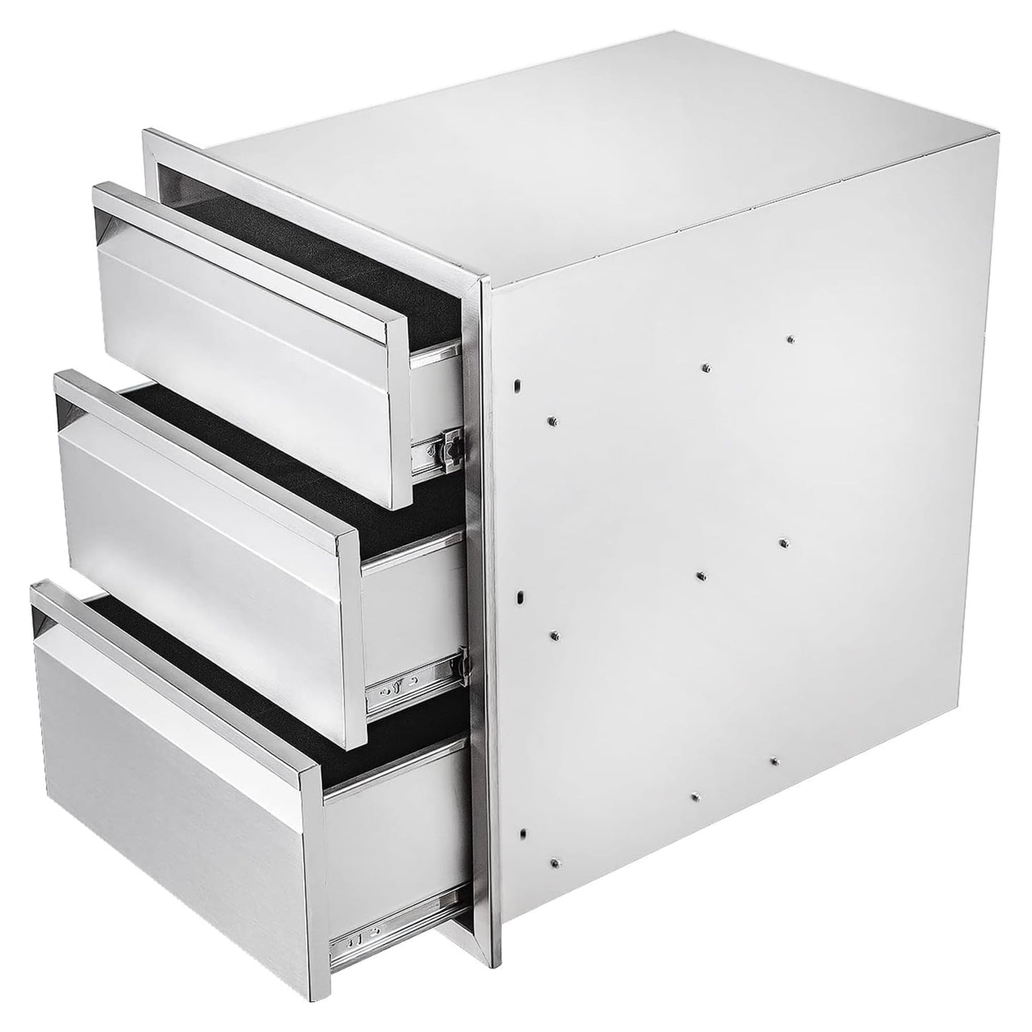 Outdoor Kitchen Drawers, 18" W x 24" H x 23" D Outdoor Kitchen Drawers Stainless Steel, Flush Mount Access 3 Drawer for Outdoor Kitchen Island