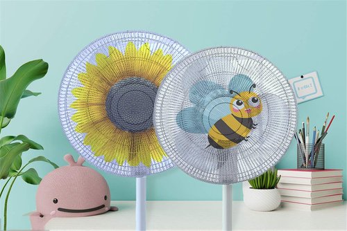 2 Pack Cartoon Fan Guard Net Safety Filters - Kid Finger Protector Summer Washable Children Safety Cover