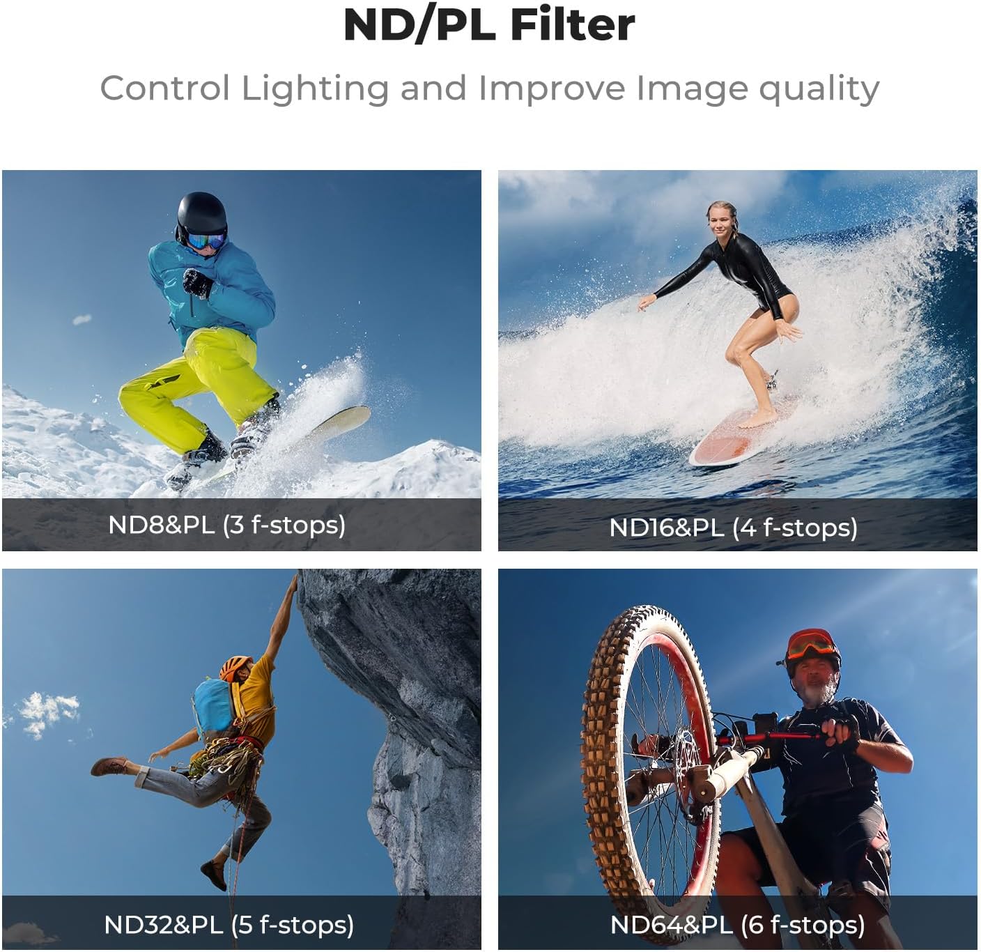 K&F CONCEPT 6, 4 Pack (ND8/PL ND16/PL ND32/PL ND64/PL) CPL ND Filter Kit Compatible with DJI Osmo Action Hybrid Neutral
