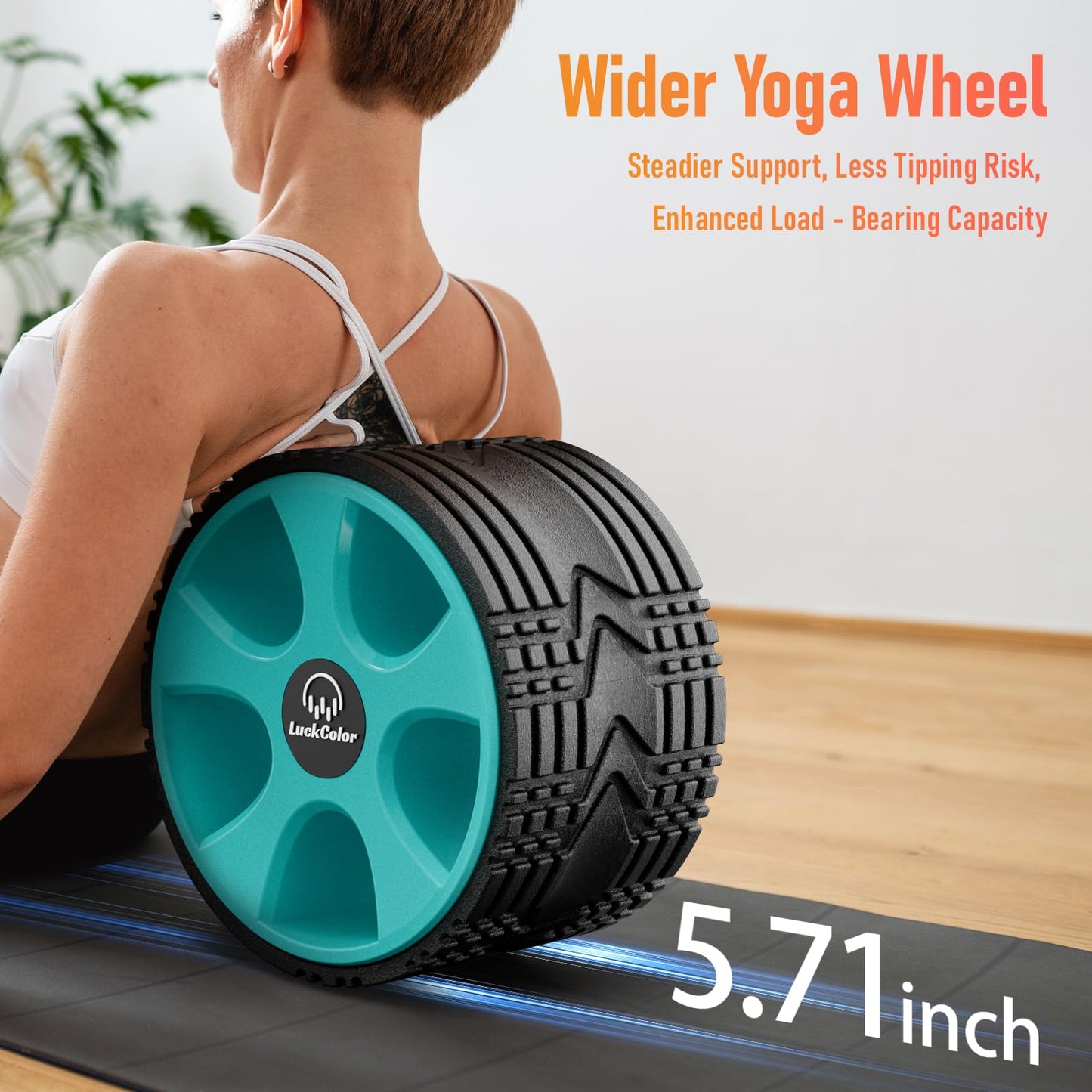 Back Roller, Back Wheel Targeted Back Pain Relief, Yoga Wheel Muscle Massage, Foam Roller for Trigger Point Therapy Physical, Stretching & Exercise, 880lbs Capacity, 10 Inch (Black+Acid Blue)