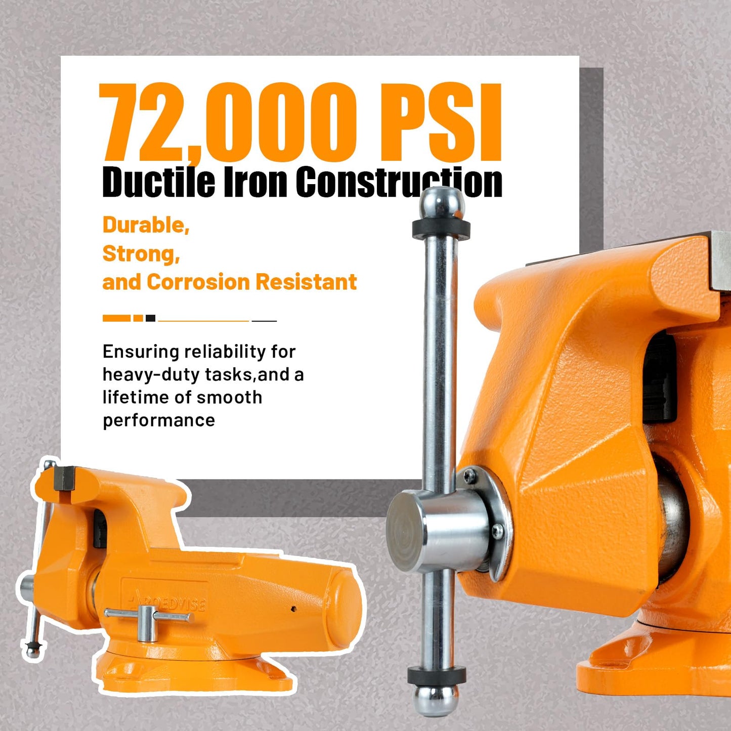 AROEDVISE 6" Bench Vise with 360° Swivel Base, 7" Jaw Opening, Heavy Duty Ductile Iron Workshop Vise with Anvil & Pipe Jaws, 72,000 PSI Clamping Tool for Garage, Metalworking & Repair (DIV6)