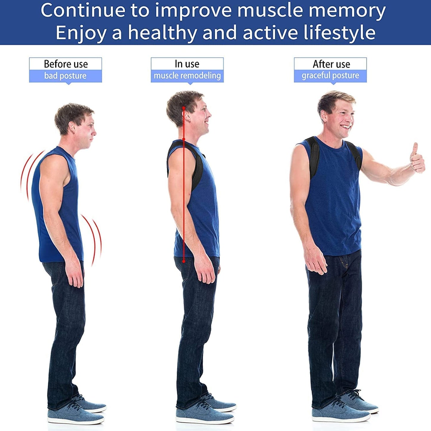 SNUSIM Posture Corrector Upper Back Brace Neck Shoulder Back Support Brace Pain Relief Belt for Women Men Braces Spine Straightener Breathable