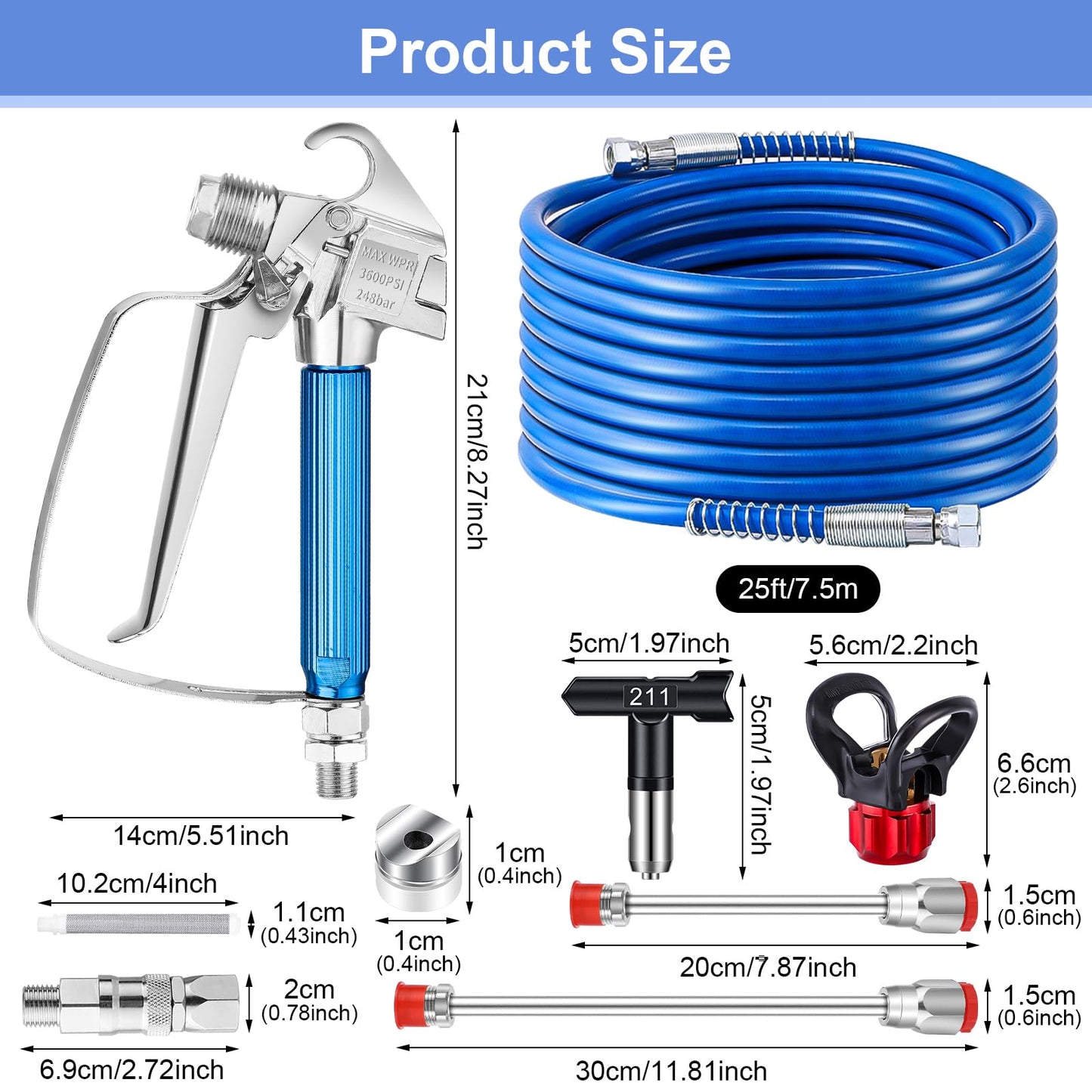 X9 Airless Paint Sprayer with 14Pcs Airless Paint Sprayer Gun Kit, 0.39GPM Paint Sprayer for Home Interior 650W 3000psi Airless Sprayer with Low Overspray Adjustable Pressure & Motor Speed