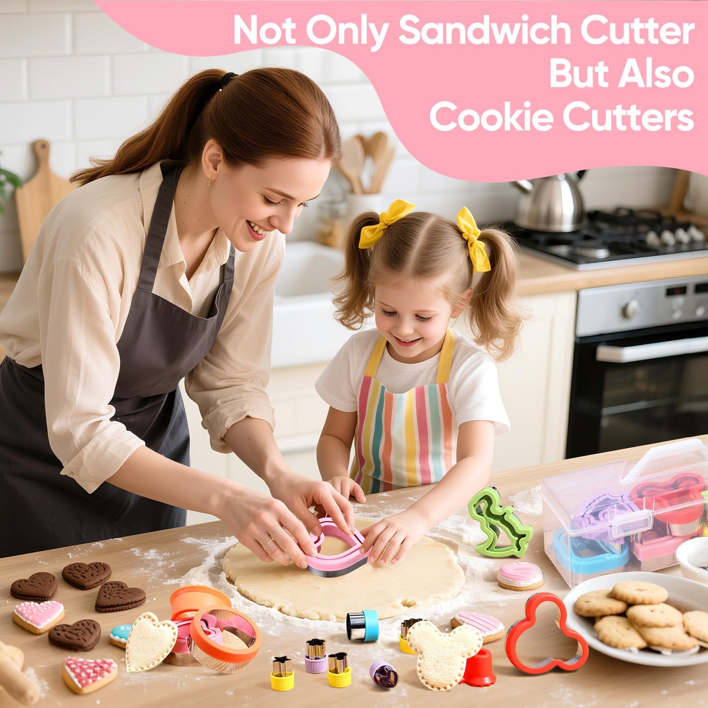 Uncrustable Sandwich Cutter, Sandwich Cutters for Kids Lunch, 43 Pcs Kids Sandwich Cutter and Sealer Set with Storage Case, Crustless Sandwich Cutters Shapes for Girl Boy Lunch & Bento Box Accessories