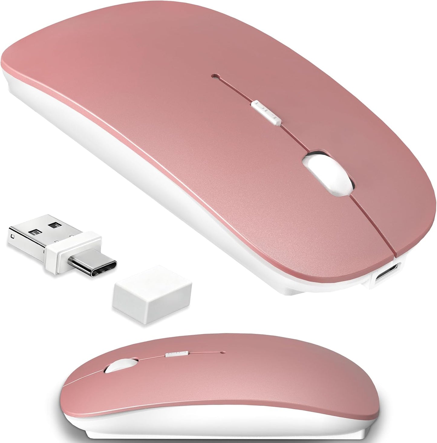 Kenvala 5.2/3.0 2.4G Wireless Mouse for MacBook & iPad, Bluetooth & USB-C/USB-A, Rechargeable Silent Slim Mouse