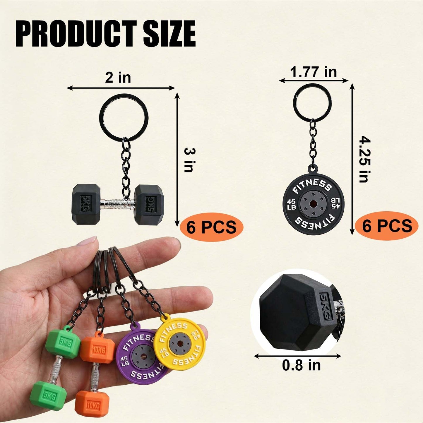 Bryxium Cute Mini Gym Keychain Set - 12 Pcs Dumbbell Weights Keychains, Funny Fitness Gifts for Women and Men, Tote Bag Backpack Purse Key Chains Charms, Workout Accessories Gift for Gym Lovers