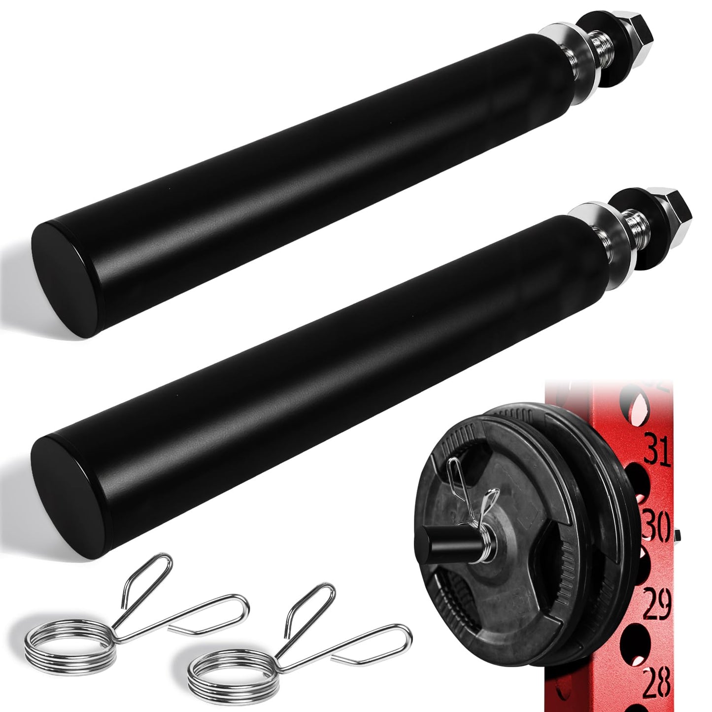 Weight Plate Holder for Power Rack Attachment, Squat Rack Weight Storage for 2 inc Olympic Weight,Compatoble with 2x2, 2x3, 3x3 Power Cage, Fit 1"and 5/8" Hole (Holder for 1 inch hole-2P)