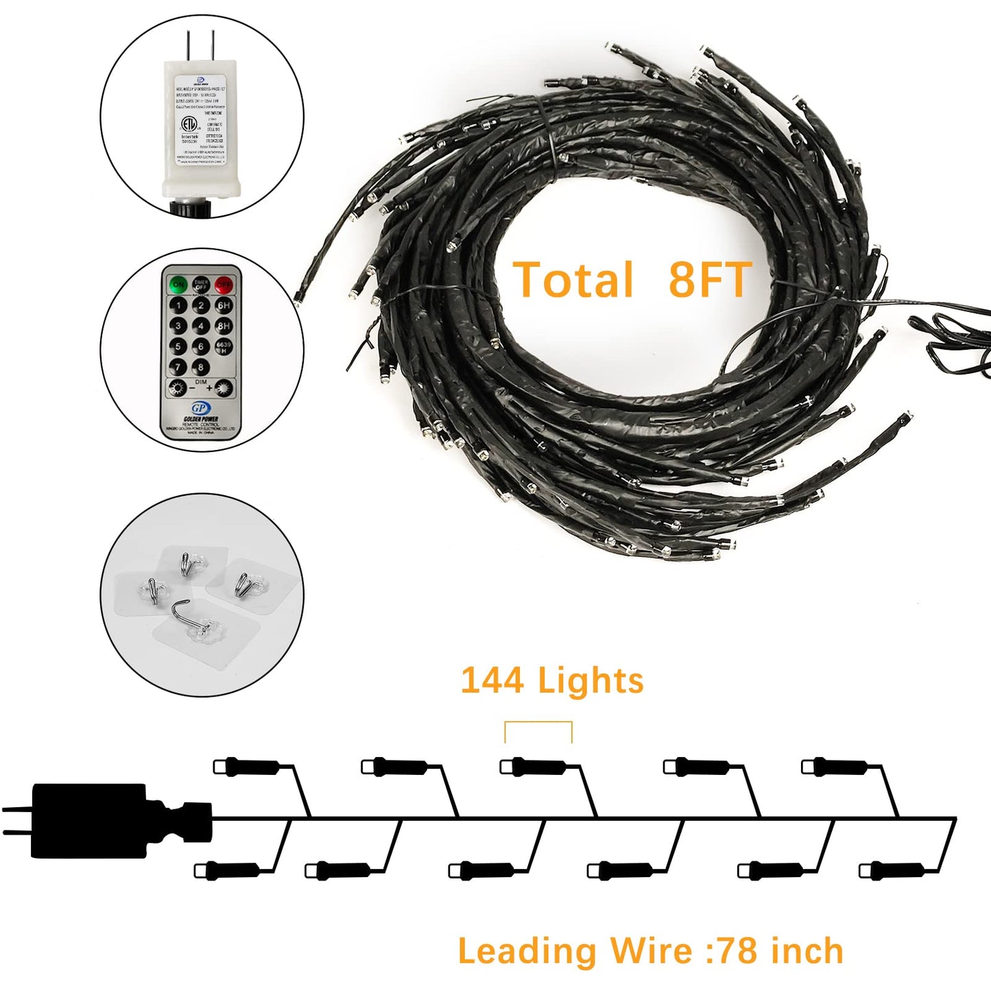 THKFUL Enchanted Willow Vine Lights with Remote, 8FT Willow Vine Tree Branch Lights Christmas Artificial Plants Tree Branches Light,144 LEDs Lighted Twig Vine Plug in for Room Home Outdoor(1PCS)