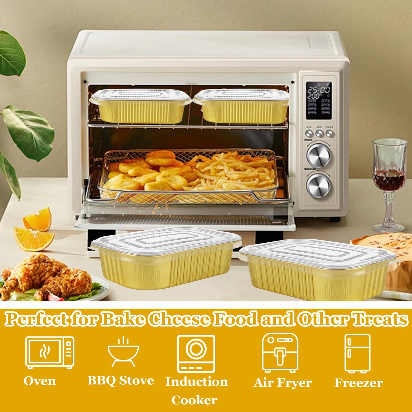 MIVIDE 100 Pack 1LB Small Aluminum Pans With Lids, 6.3"×4.4" Heavy Duty Aluminum foil Pans, 16oz Foil Food Containers with Lids, Disposable Foil Loaf Cake Pans for Baking, Meal Prep and Takeout