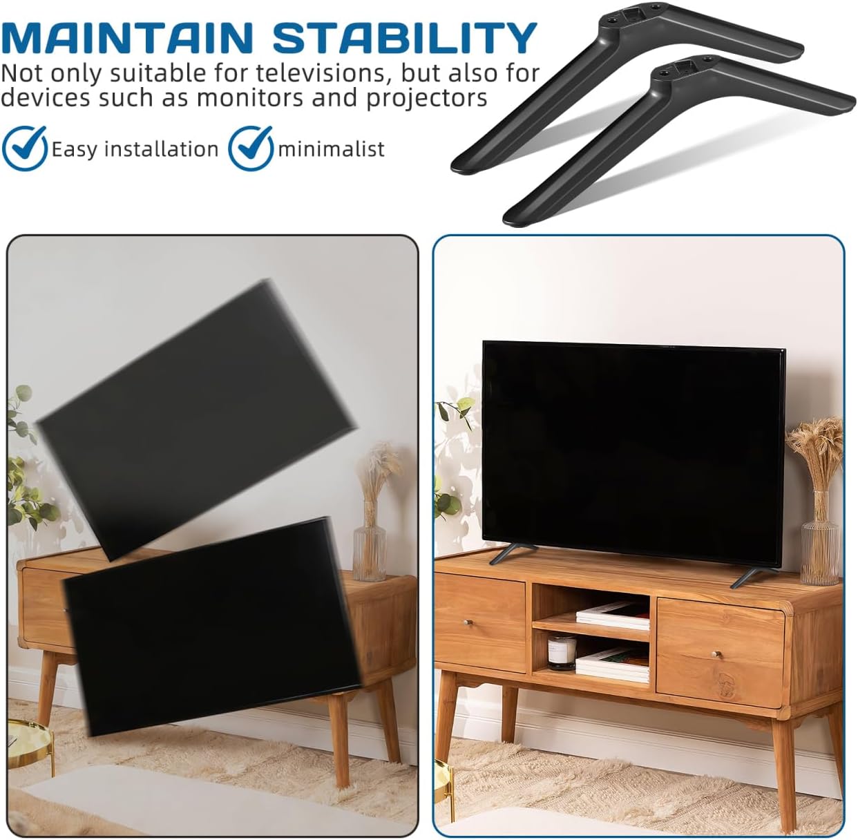 32 Inch BESTYASH Universal Tv Stand Legs with Screws Replacement Tv Feet Base Stand Mount for Smart Tvs Tabletop Use