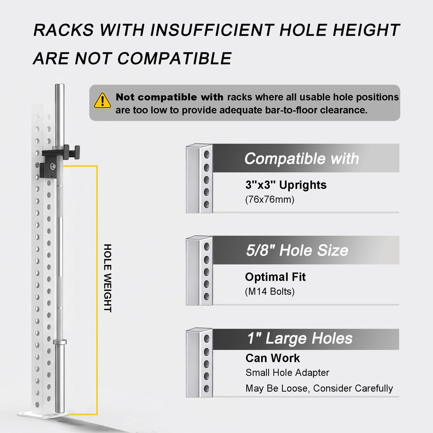 J Bryant Barbell Holder for 3x3 Power Racks, No Drilling Required – Heavy-Duty Steel Barbell Storage Rack with Protective Padding, Fits 5/8''-1'' Holes – Secure & Space-Saving Gym Equipment Organizer