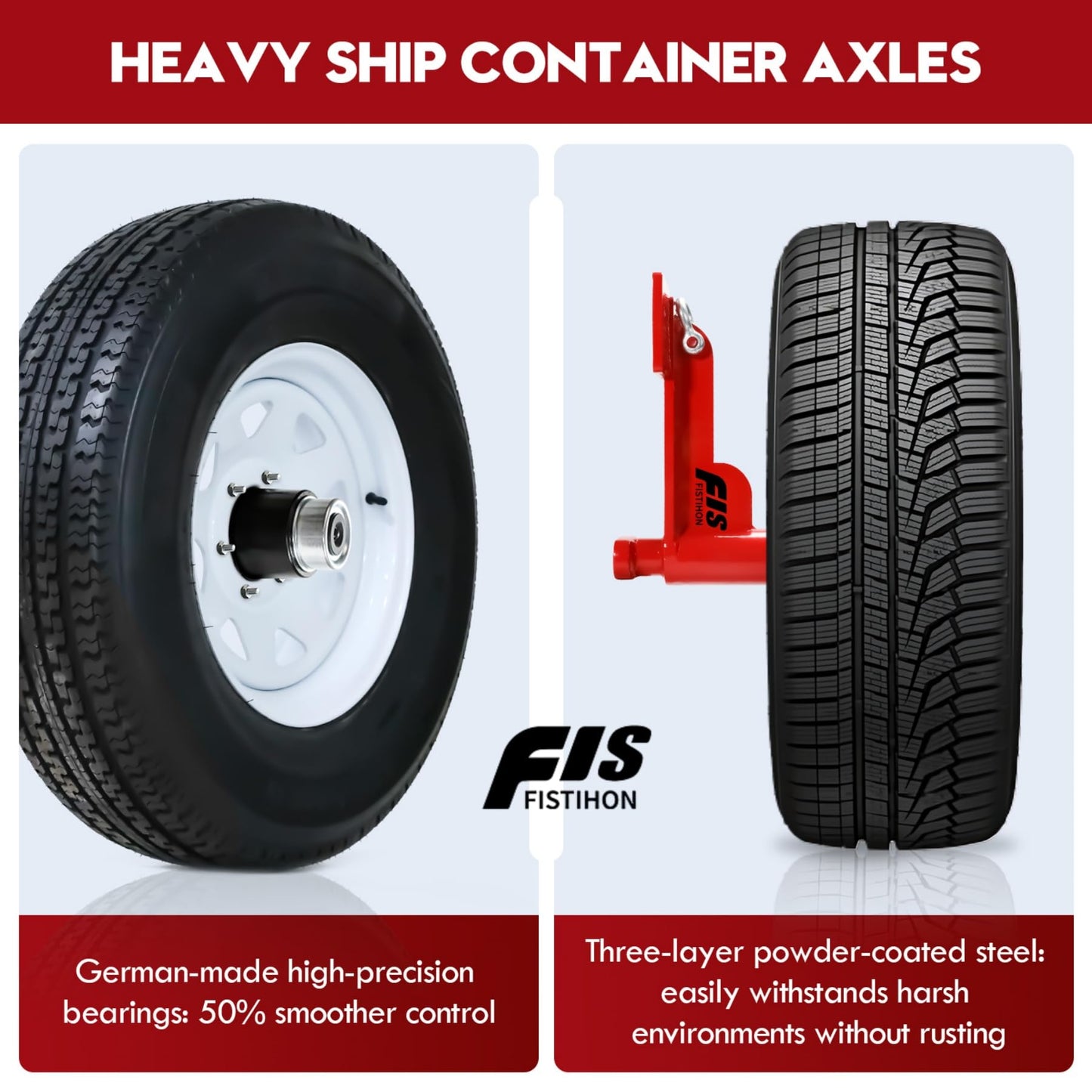 2 Pack Shipping Container Wheels 6-Lug Wheels Kit, Shipping Container Accessories, Heavy-Duty Shipping Container Axles with Heavy Duty Ratchet Tie Down-Moves 20ft - 40ft, Shipping Container