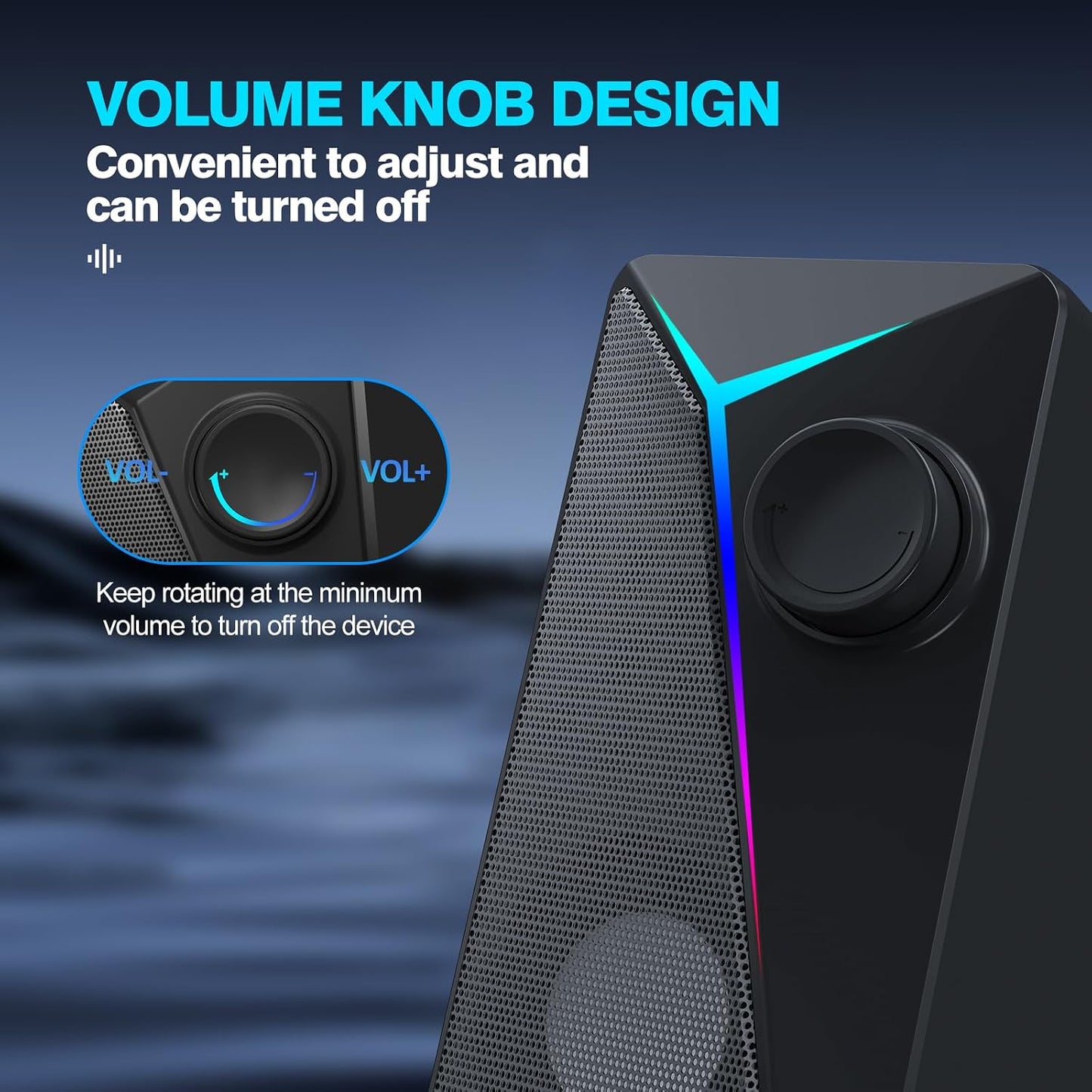 AYJBKL 3.5mm Computer Speakers for Desktop PC, USB-Powered Gaming Speakers for Laptop Multi Colorful LED Backlight