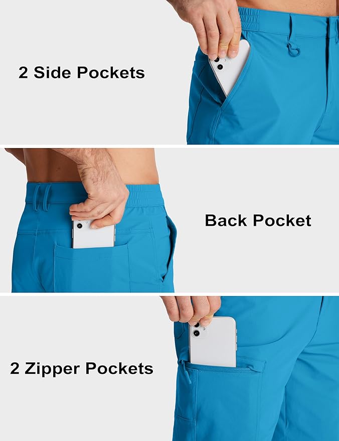 MAGCOMSEN Men's Hiking Cargo Shorts Quick Dry Lightweight 9" Golf Shorts Summer Casual Work Outdoor with 5 Zipper Pockets