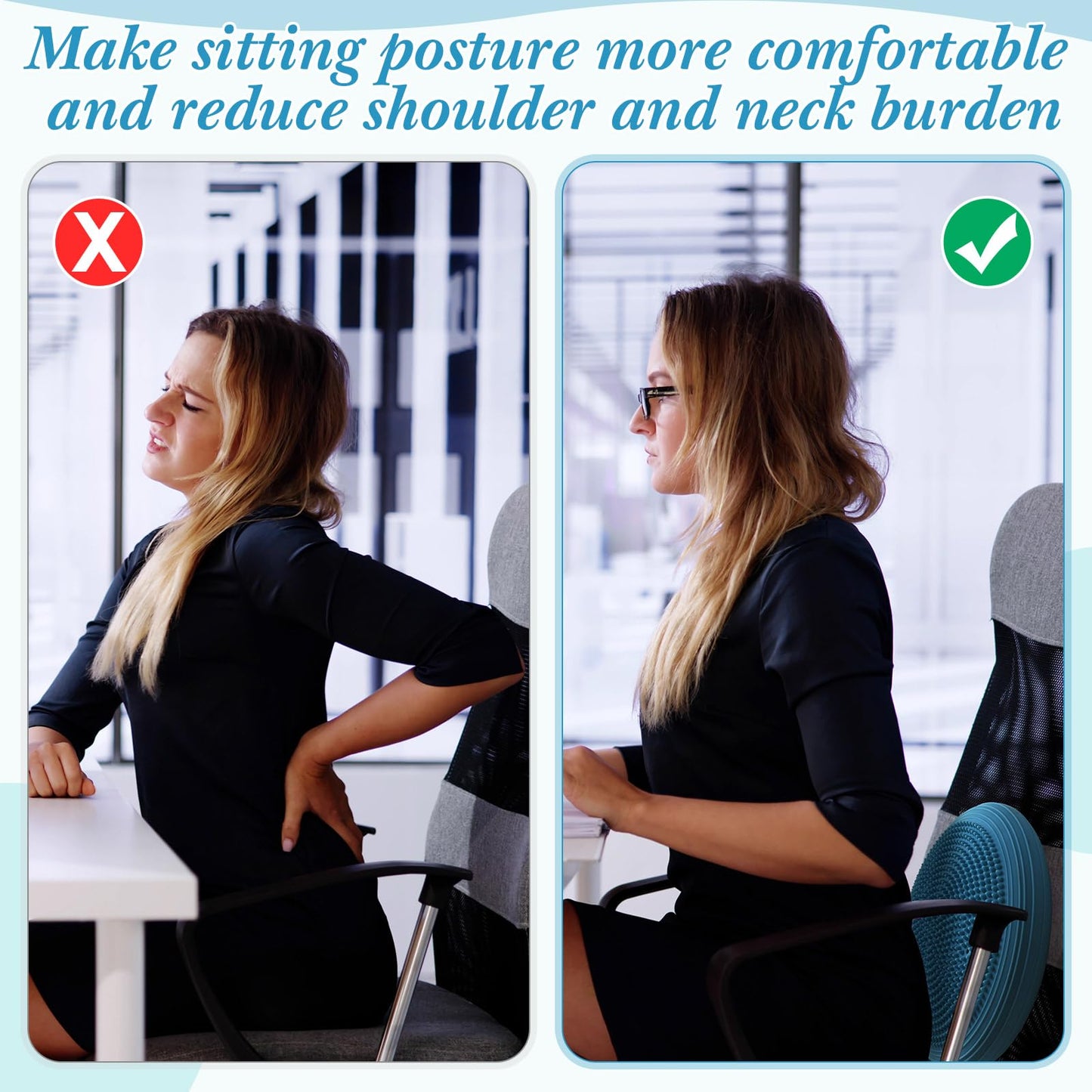 Libima 2 Pcs Wobble Cushion Wiggle Seat Flexible Sensory Seating Balance Disc Board for Men Women Physical Exercise Improving Posture Home Office(Blue and Green)
