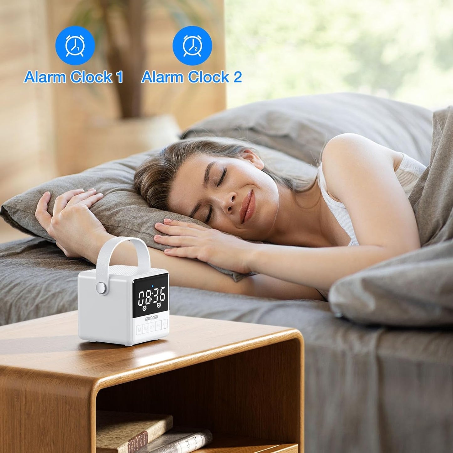 MOMOHO 50ft 5.2, Portable Bluetooth Speaker with Time Display, Portable Wireless Speaker, TWS Stereo Sound, Bluetooth