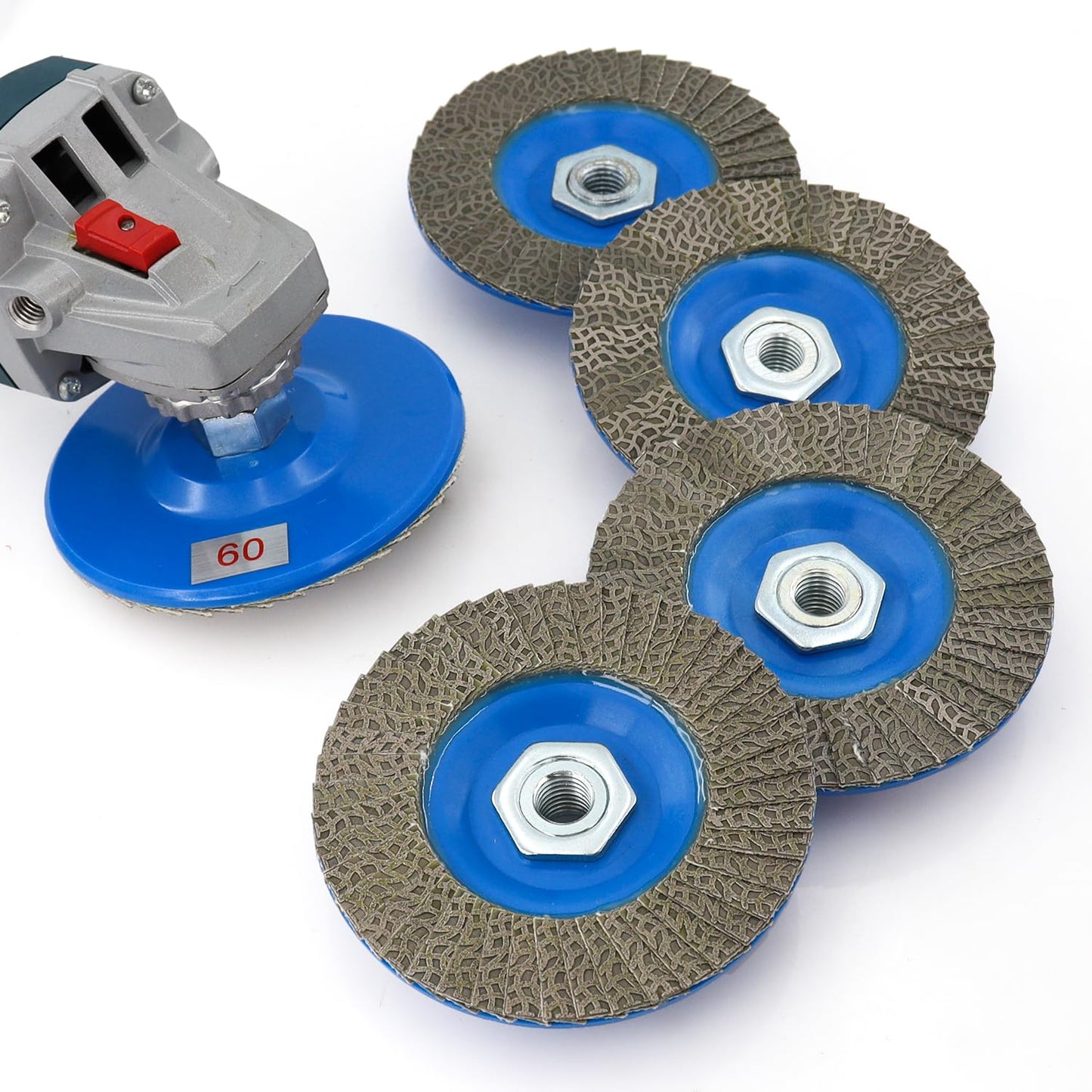 HOMESOM 4.5 Inch Flap Sanding Disc 60/120/200/400 Grit with 5-8/11 Abrasive Grinding Wheel, Flap Wheel for Glass Stone Granite Concrete