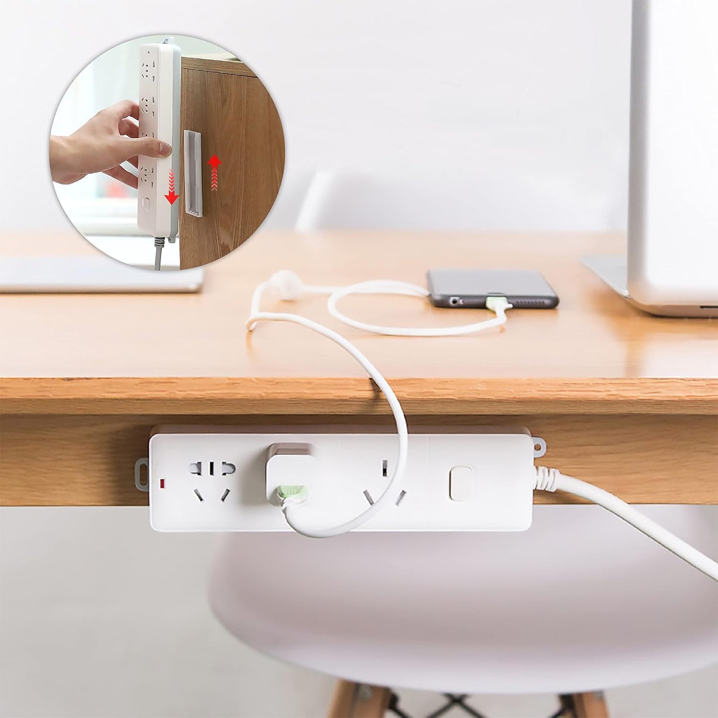 365Home 10-Pack 20 Adhesive Punch-Free Socket Holder, Self Adhesive Desktop Socket Fixer, Power Strip Holder Wall Mount