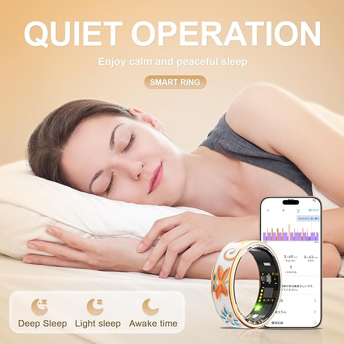 Smart Ring Health Tracker, for men and women, equipped with heart rate monitor, sleep tracker, 8 exercise modes, step counter, 5-7 days battery life, no subscription fee, IP68 waterproof R18 (9)