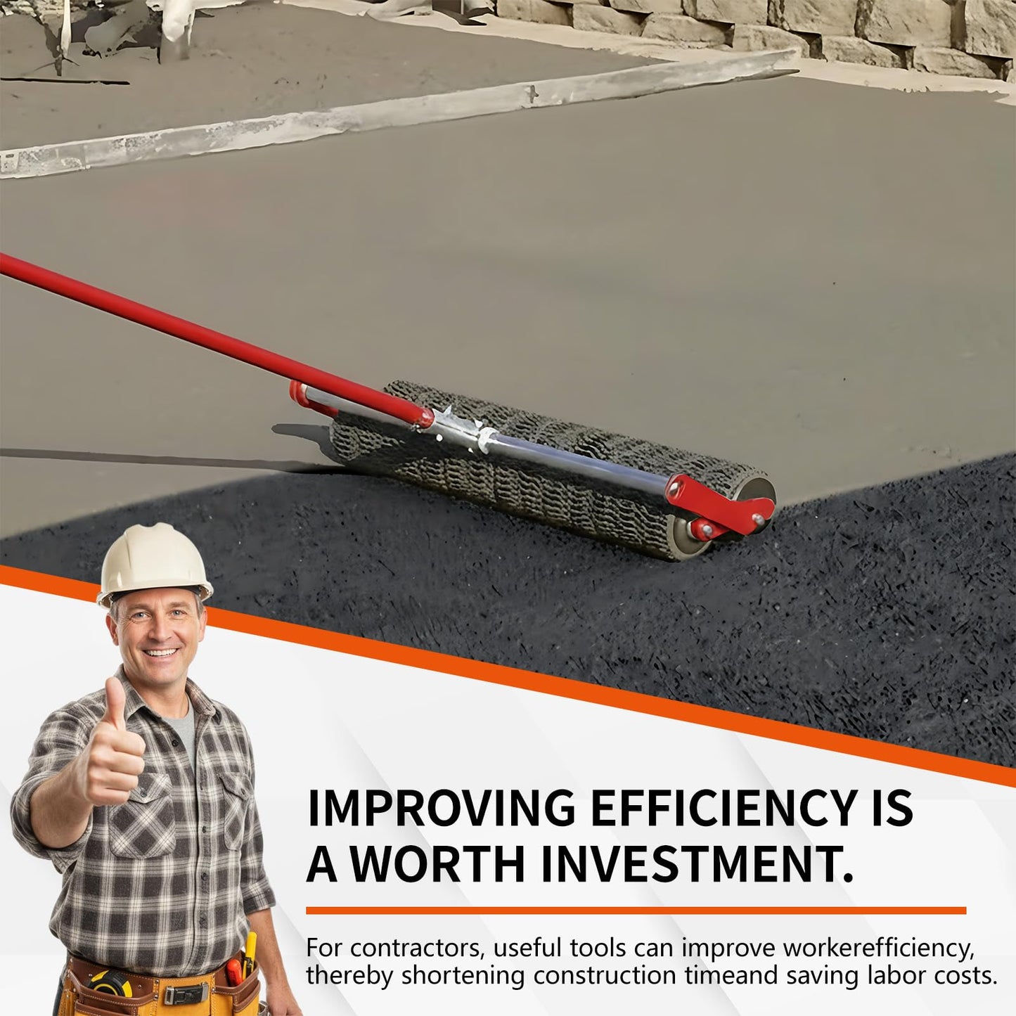 Lounsweer 36 Inch Concrete Roller Tamper Comes with Dual Adapter Concrete Double Roller Tamper without Handle for Smoothing Leveling and Compacting Fresh Surface