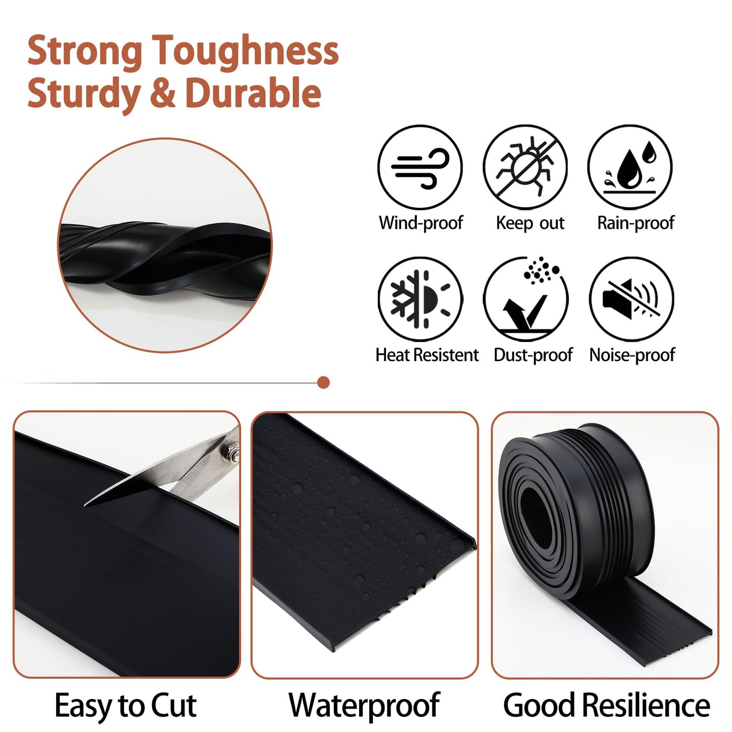 Gaahing Garage Door Bottom Seal Strip, 9.8 FT U-Shaped Replacement Weather Stripping, Impact Buffer Sealing Weatherstrip, Fits 5/16" T-End Double Track